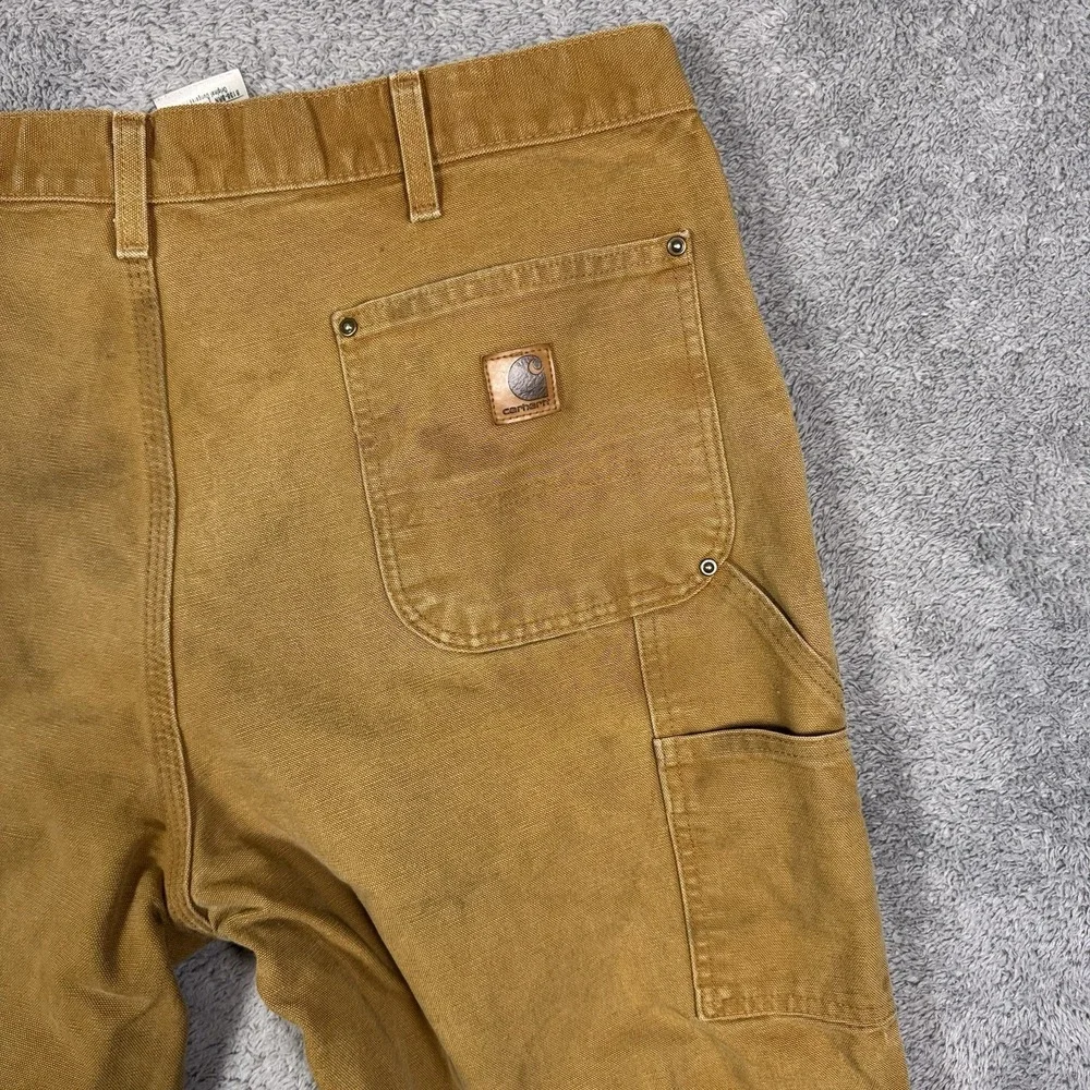 Carhartt Pants Men 38x30 Double Knee Carpenter Dungaree Workwear Utility B136BRN